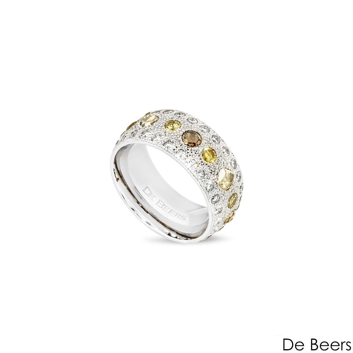 De Beers White Gold Talisman Large Band Diamond Ring Size 49 R103818